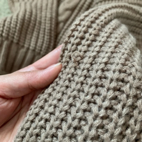 Lulus chunky cable knit turtleneck neutral sweater dress brown/tan XS - Picture 6 of 6